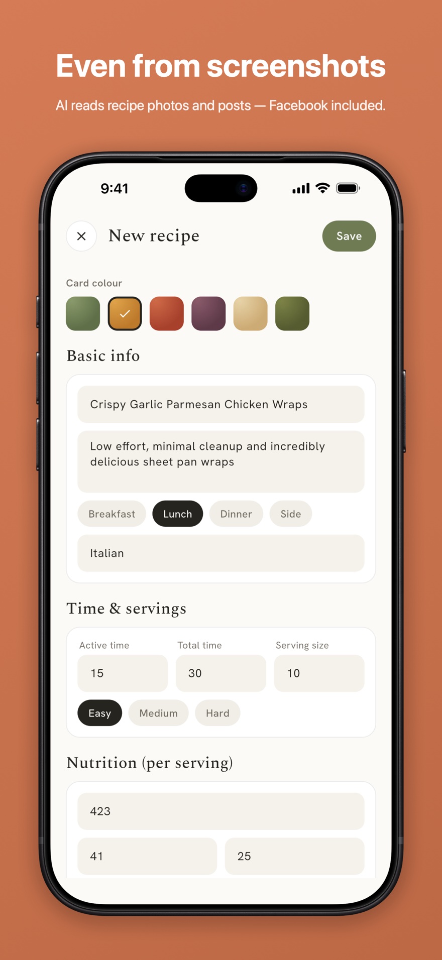Import a recipe from a screenshot